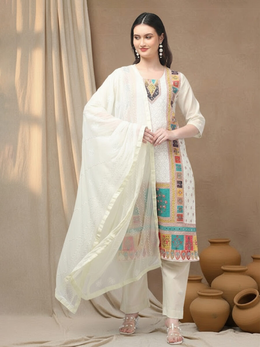 Aronita Multicolor Embroidered Suit Set