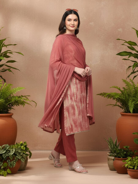 Aronita Woman Foil Print with Mirror work Suit Set