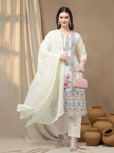 Aronita Off White Woman Embroidered Suit Set