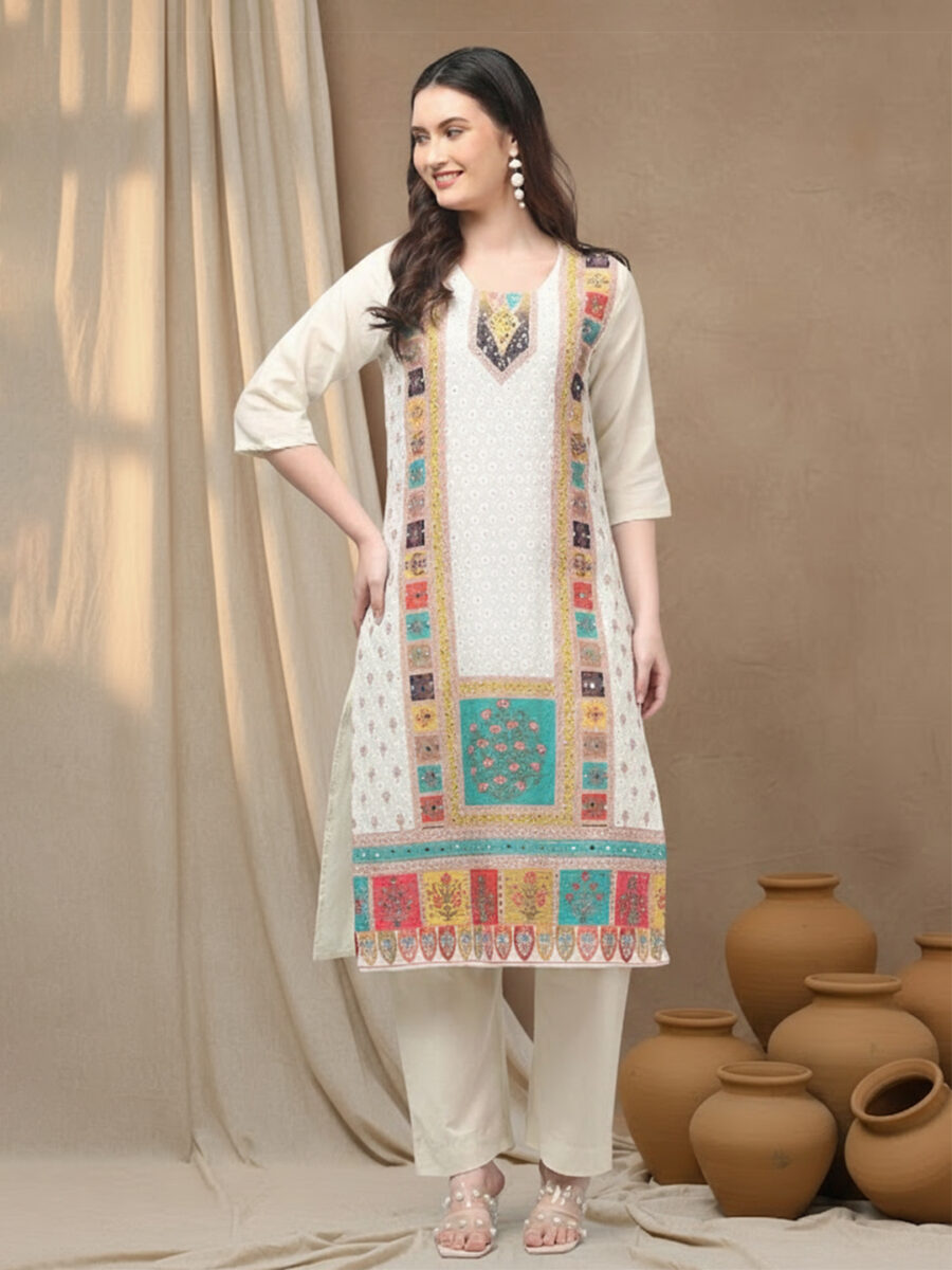 Aronita Multicolor Embroidered Suit Set - Image 2