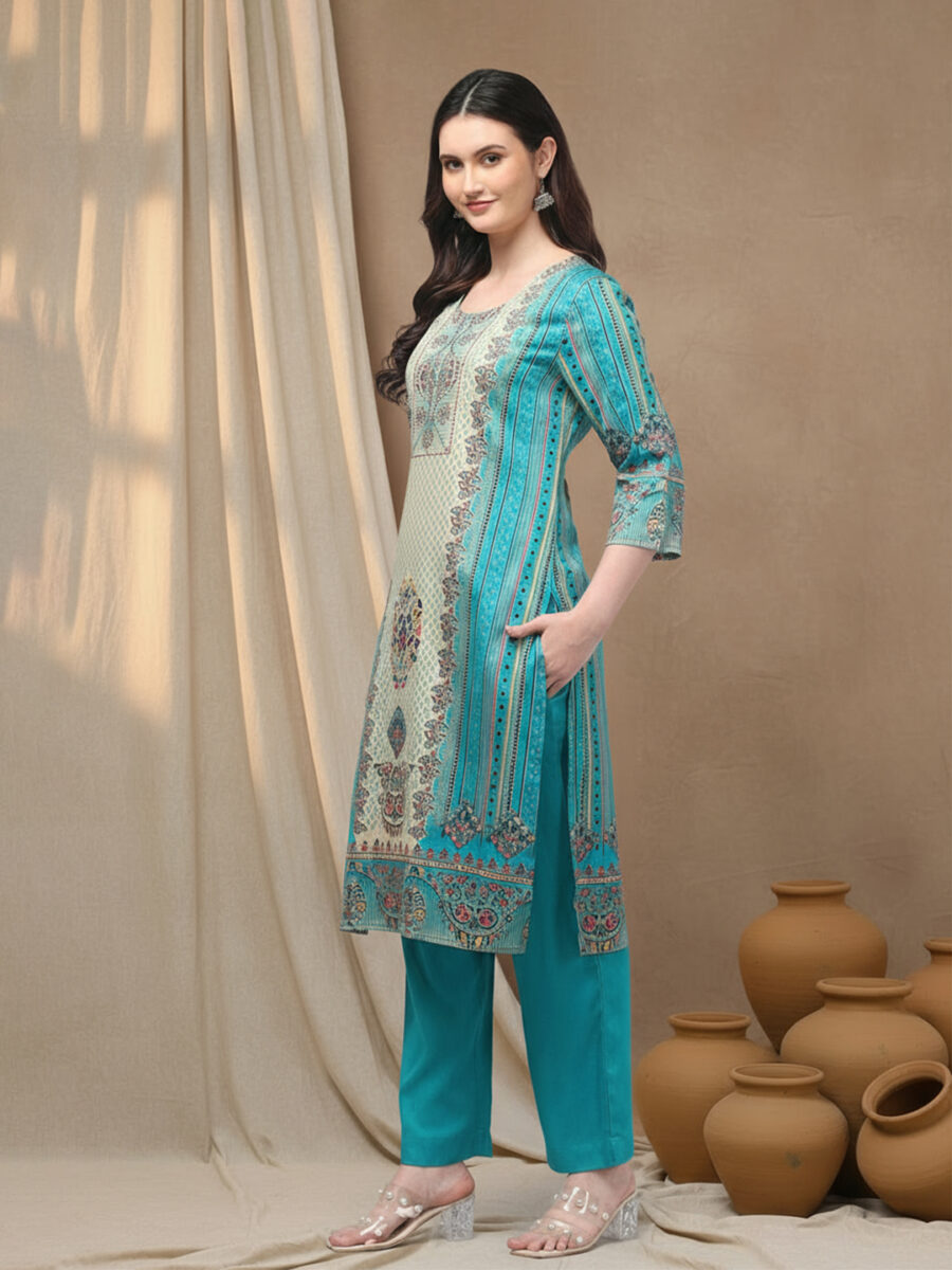 Aronita Multicolor Print Woman Embroidered Suit set - Image 2