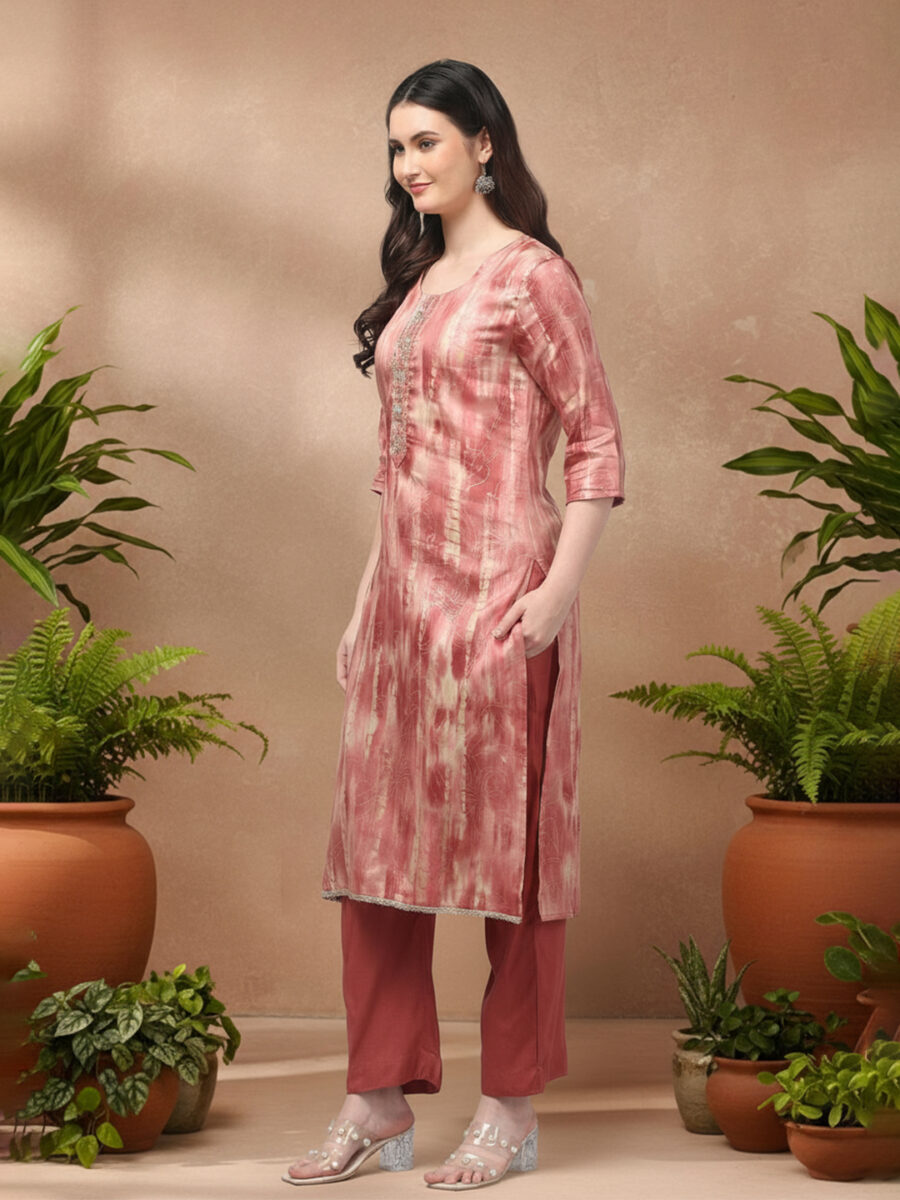 Aronita Woman Foil Print with Mirror work Suit Set - Image 4