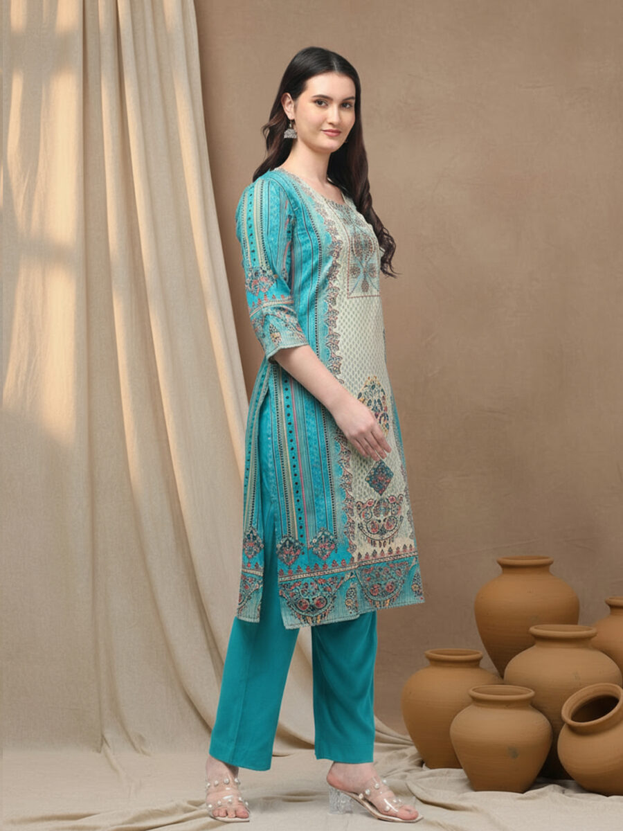 Aronita Multicolor Print Woman Embroidered Suit set - Image 4