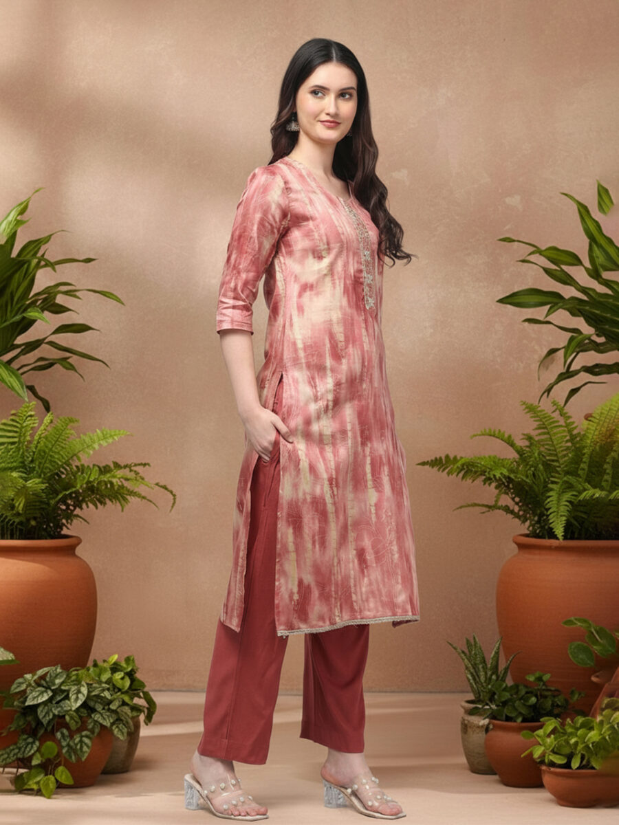 Aronita Woman Foil Print with Mirror work Suit Set - Image 3