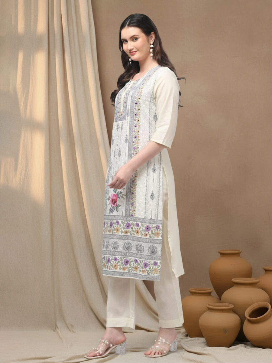 Aronita Off White Woman Embroidered Suit Set - Image 4
