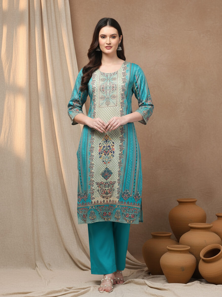 Aronita Multicolor Print Woman Embroidered Suit set - Image 3