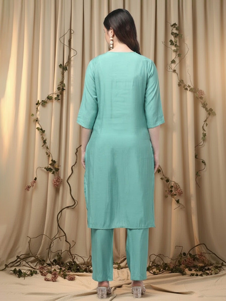 Aronita Embroidered Suit Set with Organza Dupatta - Image 5