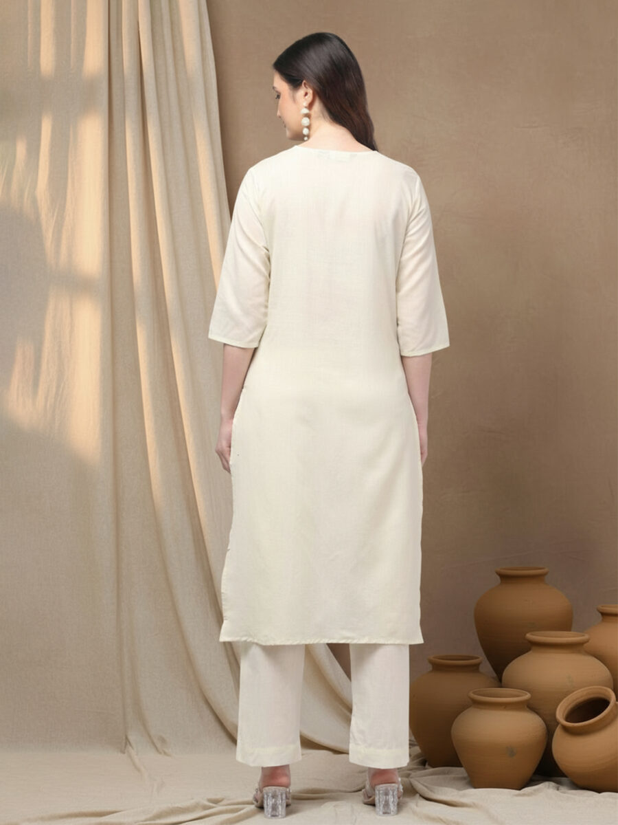 Aronita Off White Woman Embroidered Suit Set - Image 5