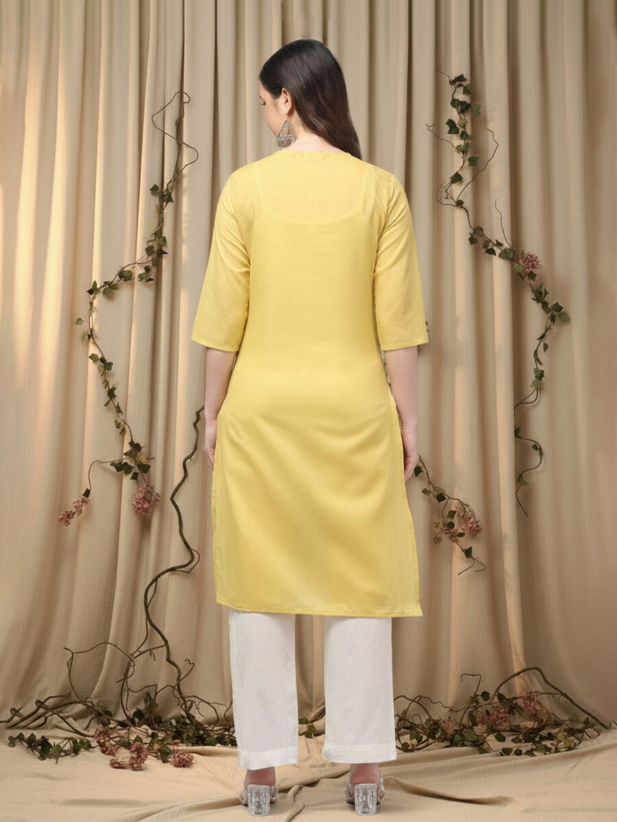 Aronita Woman Yellow Embroidered Suit Set - Image 6