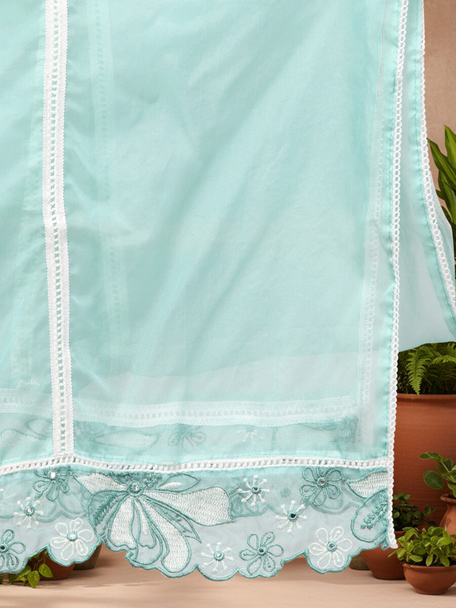 Aronita Embroidered Suit Set with Organza Dupatta - Image 8