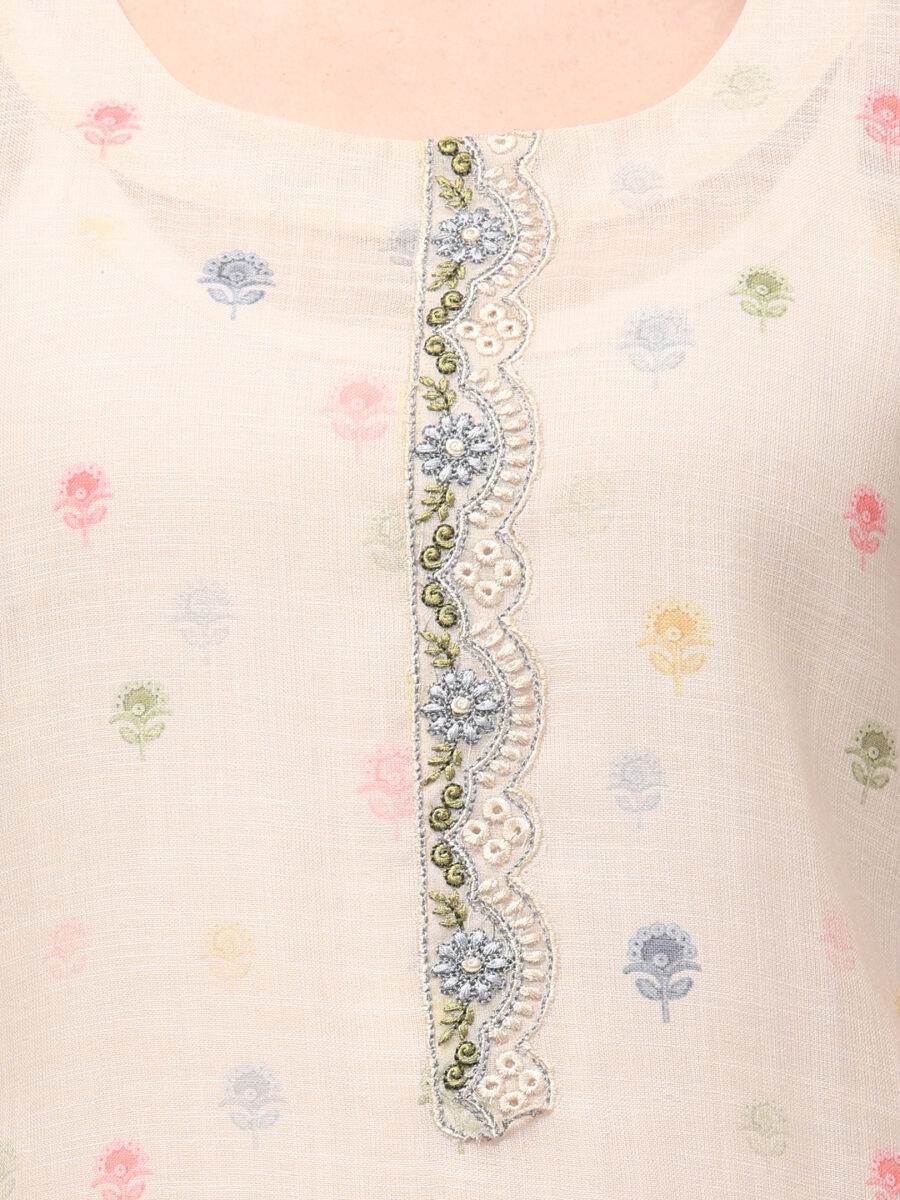 Aronita Grey & Beige Woman Embroidered Suit Set - Image 7