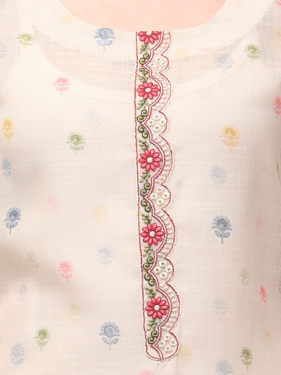 Aronita Beige Woman Embroidered Suit Set - Image 7