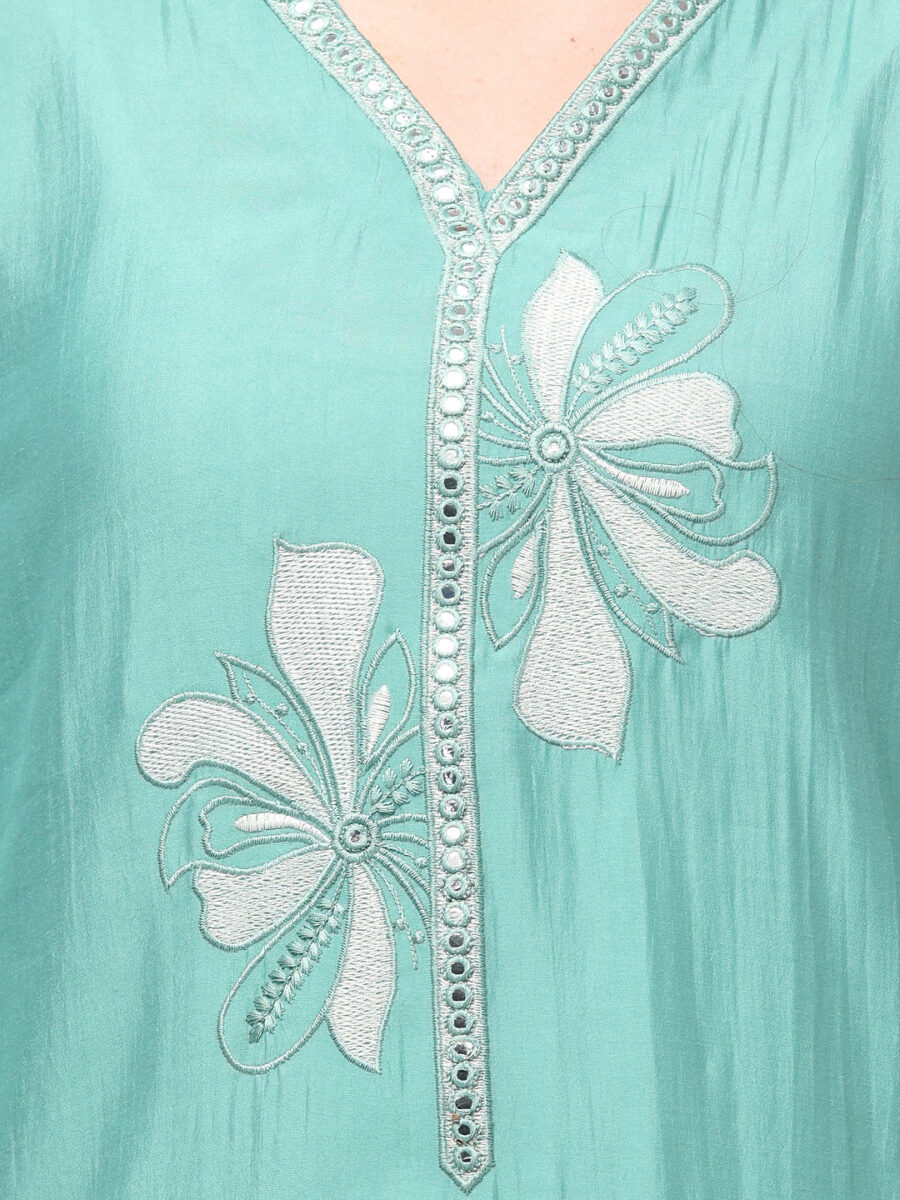 Aronita Embroidered Suit Set with Organza Dupatta - Image 7