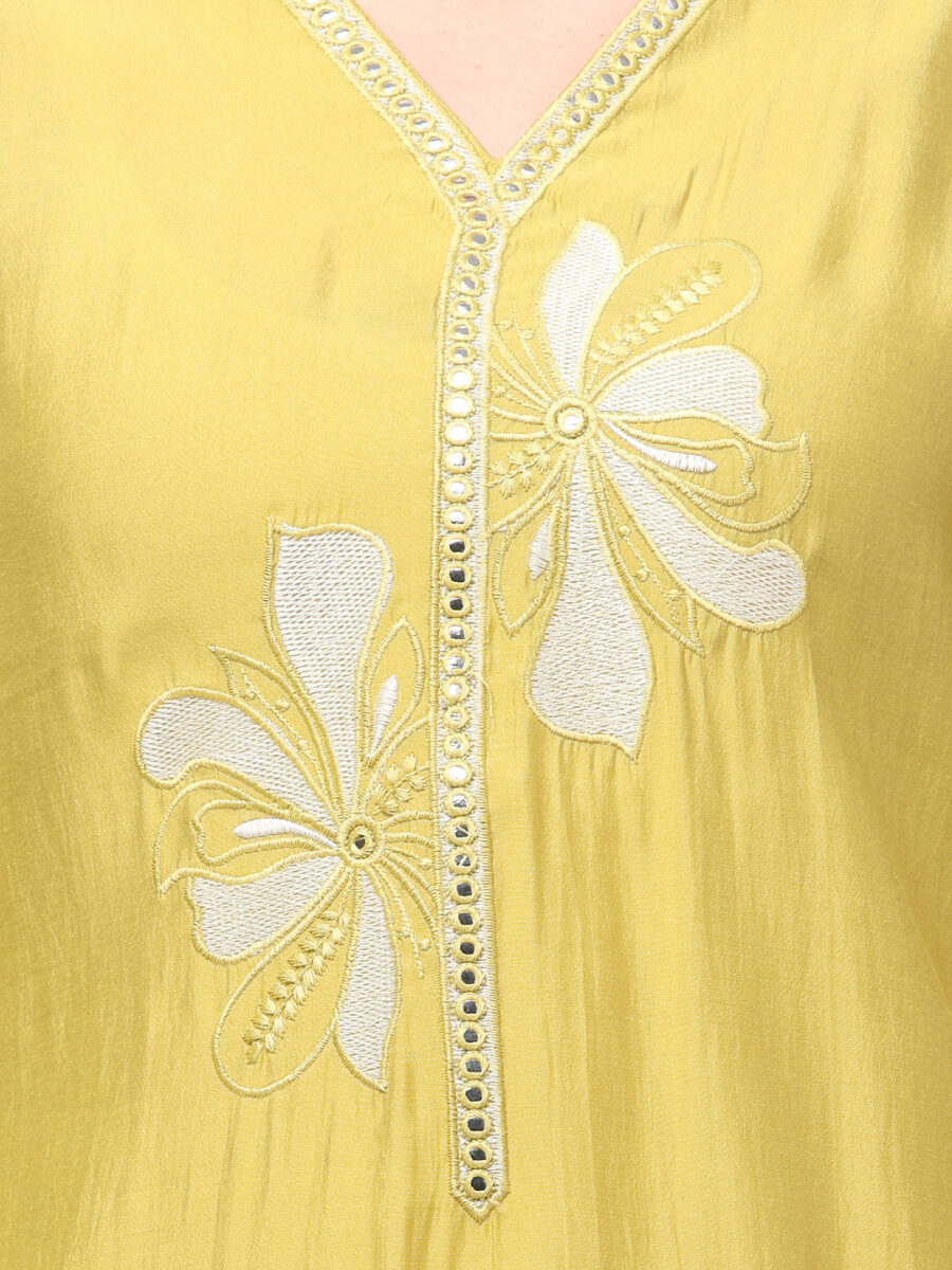 Aronita Mustard Woman Embroidered Suit Set - Image 7