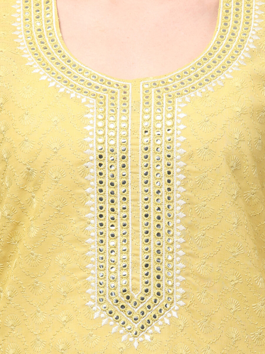Aronita Woman Yellow Embroidered Suit Set - Image 7