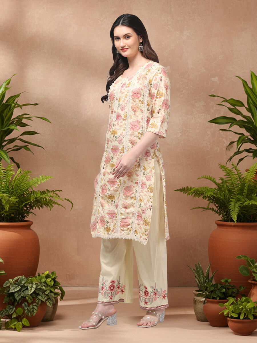 Aronita Women Printed Thread Work Pure Cotton Suit Set - Image 5