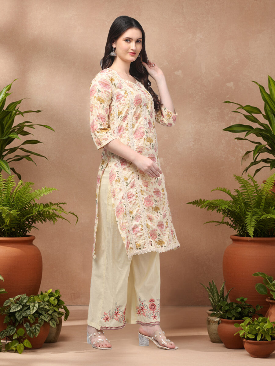 Aronita Women Printed Thread Work Pure Cotton Suit Set - Image 4