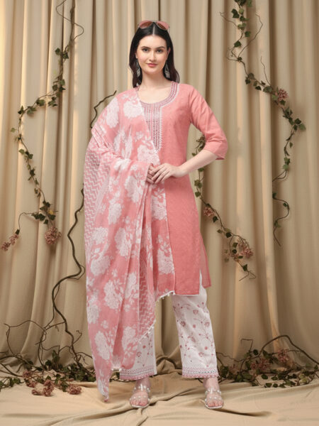 Aronita Women Thread Work  Pure Cotton Suit Set