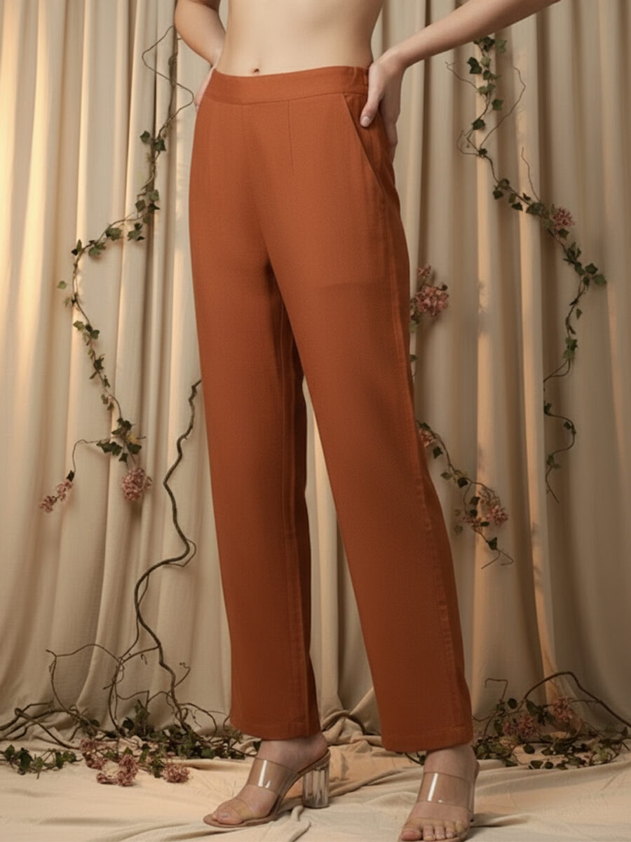 Aronita Woman Rust Foil Print with Mirror work Suit Set - Image 6