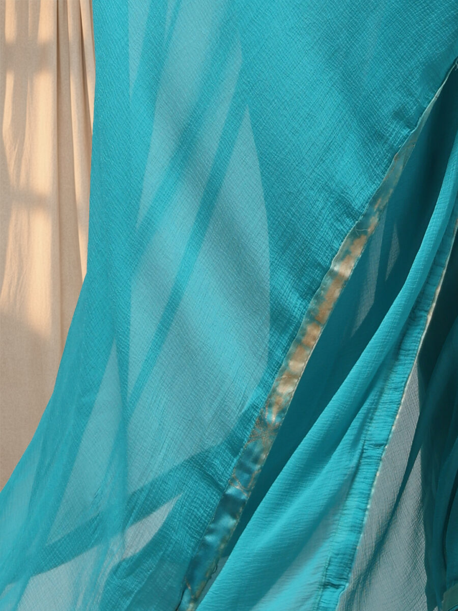 Aronita Sea Green Foil Printed Thread Work Suit Set - Image 9