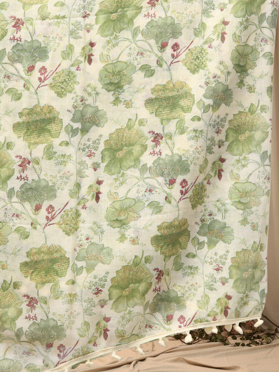 Aronita Women Green Floral Printed Pure Cotton Suit Set - Image 8