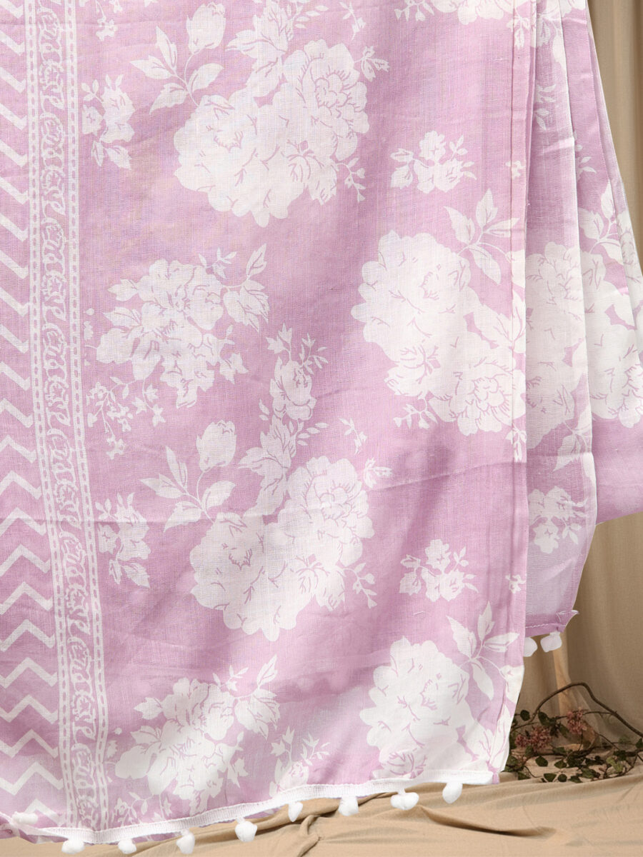Aronita Purple Embroidered Mirror Work Pure Cotton Suit Set - Image 8