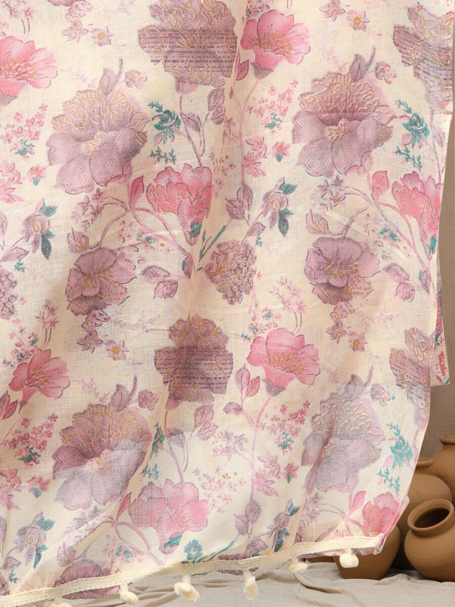 Aronita Pink Floral Printed Thread Work Pure Cotton Suit Set - Image 7