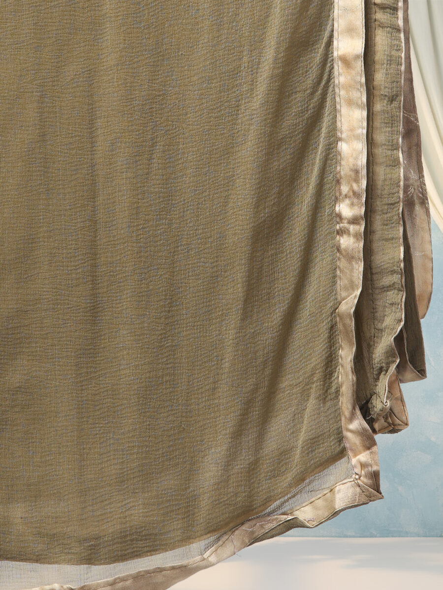 Aronita Olive Green Foil Printed Thread Work Suit Set - Image 7