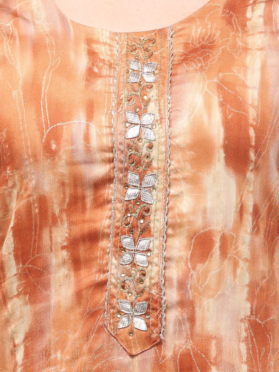 Aronita Woman Rust Foil Print with Mirror work Suit Set - Image 7